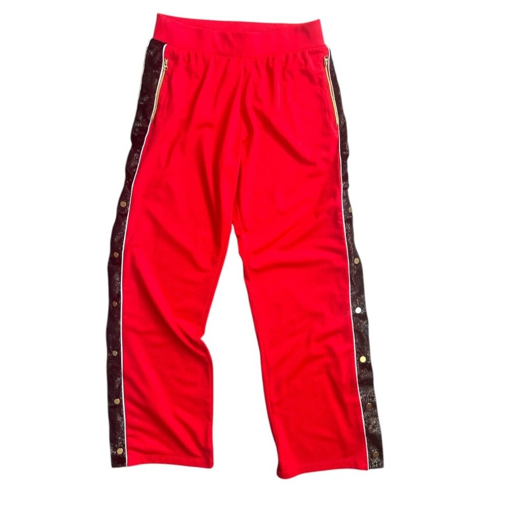 Victoria Sport Tear Away Track Pant Gold Snaps Black Stripe Size Small